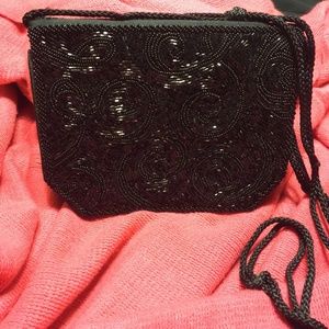 BLACK Beaded Evening Bag ON SALE